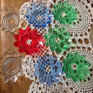 11 Vintage Christmas Plastic Flower Light Reflectors
